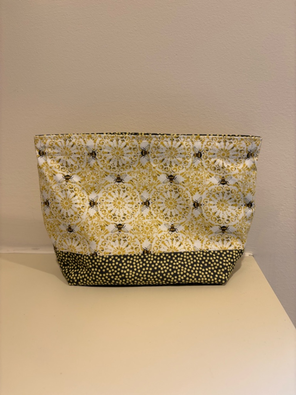 Cosmetic Bag w/ Bee Print Fabric